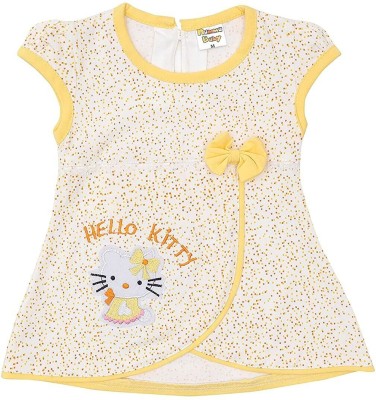 NammaBaby Baby Girls Midi/Knee Length Casual Dress(Yellow, Short Sleeve)