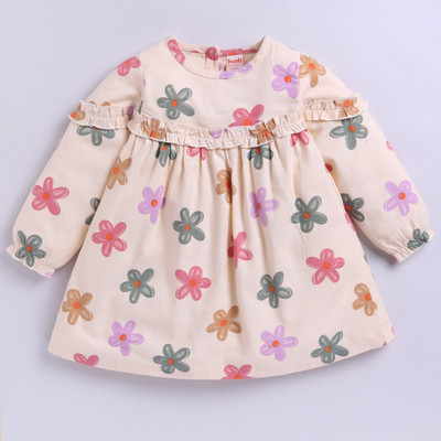 Snuggly Monkey Baby Girls Above Knee Casual Dress(Multicolor, Full Sleeve)