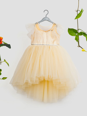 Toy Balloon Kids Girls Midi/Knee Length Party Dress(Gold, Sleeveless)