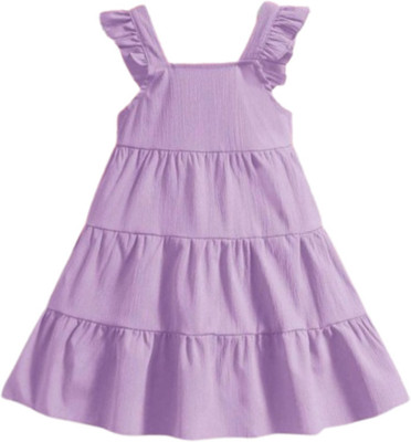 Mullick the designer Baby Girls Midi/Knee Length Casual Dress(Purple, Sleeveless)