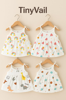 TinyVail Baby Girls Above Knee Casual Dress(White, Full Sleeve)