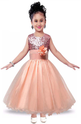 Wish littlle Girls Maxi/Full Length Party Dress(White, Sleeveless)