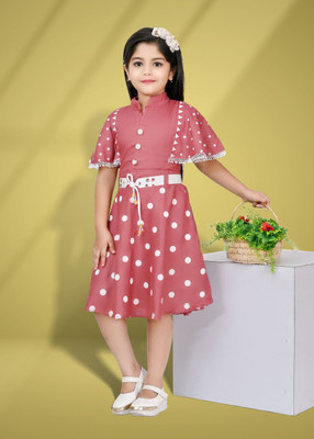 YAYAVAR Indi Girls Below Knee Casual Dress(Multicolor, Fashion Sleeve)