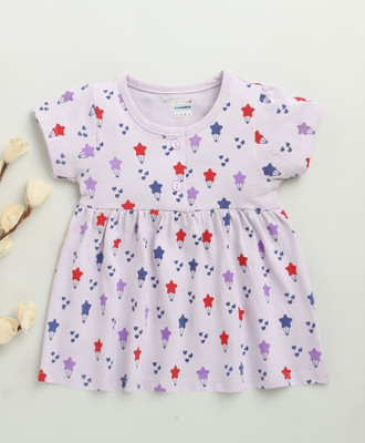 BUMZEE Baby Girls Above Knee Casual Dress(White, Cap Sleeve)