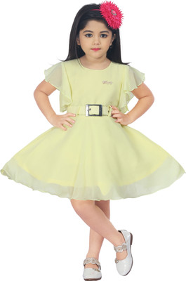 Barkat Midi/Knee Length Casual Dress(Yellow, Fashion Sleeve)
