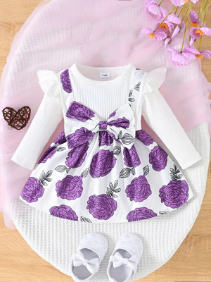 shopivatestore Girls Midi/Knee Length Casual Dress(Purple, Full Sleeve)