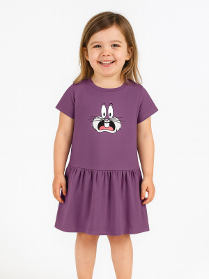 Hellcat Indi Girls Midi/Knee Length Casual Dress(Purple, Cap Sleeve)