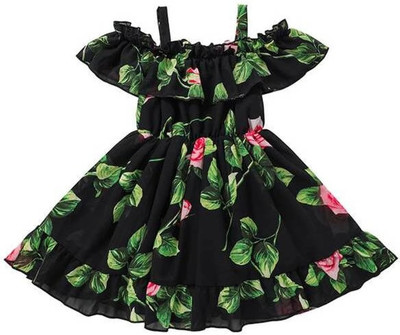 PURNKAMAAY TRENDZ Girls Maxi/Full Length Party Dress(Black, Noodle strap)