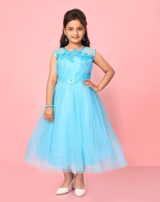 Billion Indi Girls Maxi/Full Length Party Dress(Blue, Sleeveless)