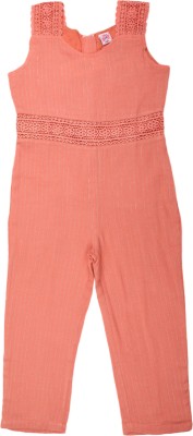 V-MART Indi Girls Midi/Knee Length Casual Dress(Pink, Sleeveless)