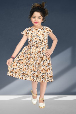 FEBVIBE Girls Midi/Knee Length Casual Dress(Multicolor, Sleeveless)