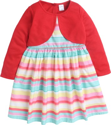 FUNSHINE Indi Girls Midi/Knee Length Casual Dress(Red, Full Sleeve)