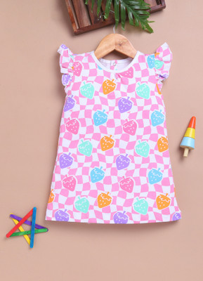 LIL KNOTS Girls Midi/Knee Length Casual Dress(Multicolor, Fashion Sleeve)