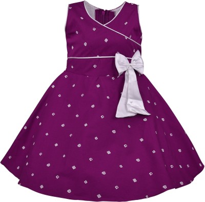 Wishkaro Girls Midi/Knee Length Casual Dress(Purple, Sleeveless)