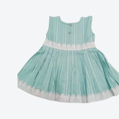 Akaya Creation Indi Baby Girls Mini/Short Casual Dress(Light Green, Sleeveless)