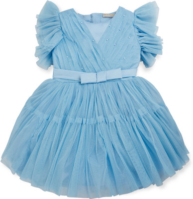 GINI & JONY Girls Midi/Knee Length Casual Dress(Blue, Short Sleeve)