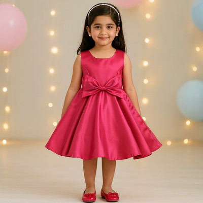 Wishkaro Girls Maxi/Full Length Party Dress(Pink, Sleeveless)