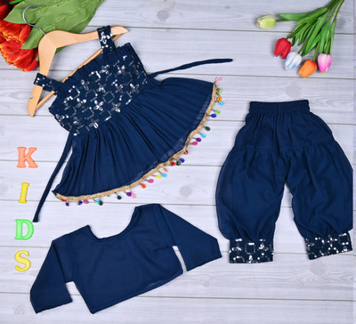 SAMJHO FASHION Baby Girls Party(Festive) Gown Pant(NEVY BLUE)