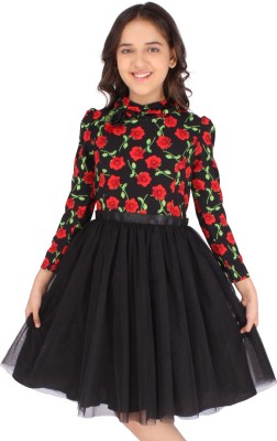Cutecumber Girls Midi/Knee Length Casual Dress(Black, Full Sleeve)