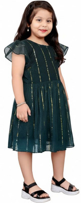 Mishri Fashion Fab Baby Girls Above Knee Casual Dress(Green, Short Sleeve)