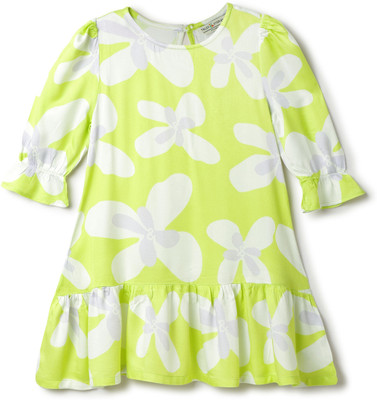TALES & STORIES Girls Midi/Knee Length Casual Dress(Green, 3/4 Sleeve)