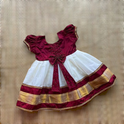 Patra fashion Baby Girls Midi/Knee Length Festive/Wedding Dress(Brown, Short Sleeve)
