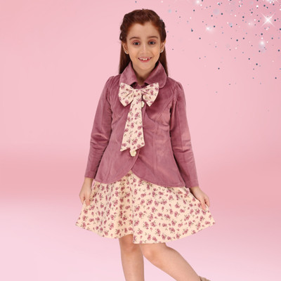Cutecumber Baby Girls Midi/Knee Length Party Dress(Pink, Full Sleeve)
