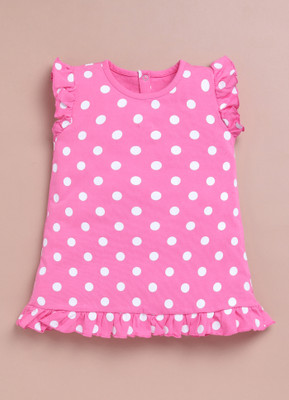 LIL KNOTS Baby Girls Midi/Knee Length Casual Dress(Pink, Fashion Sleeve)