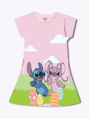 DISNEY BY MISS & CHIEF Girls Midi/Knee Length Casual Dress(Multicolor, Short Sleeve)