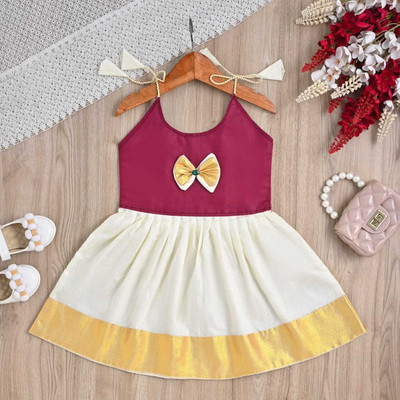 j fashion Indi Baby Girls Midi/Knee Length Festive/Wedding Dress(Maroon, Sleeveless)