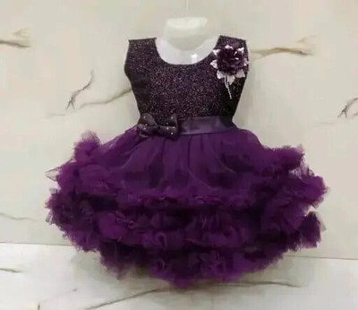 SK SHOPPING HOUSE Baby Girls Below Knee Party Dress(Purple, Sleeveless)