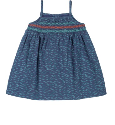 YOUNG BIRDS Indi Baby Girls Midi/Knee Length Casual Dress(Dark Blue, Sleeveless)