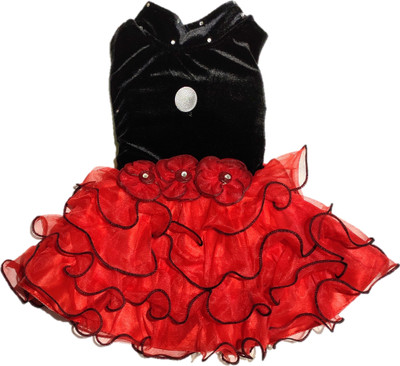 ARUNA CREATIONn Baby Girls Midi/Knee Length Party Dress(Red, Sleeveless)