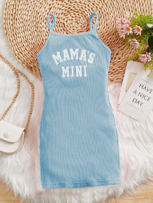 Miss & Chief Girls Above Knee Party Dress(Blue, Sleeveless)