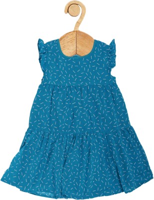 CREATIVE KID'S Girls Midi/Knee Length Casual Dress(Blue, Cap Sleeve)