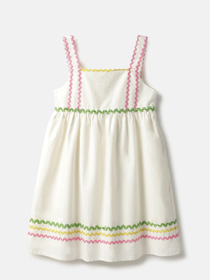 United Colors of Benetton Girls Mini/Short Casual Dress(White, Sleeveless)