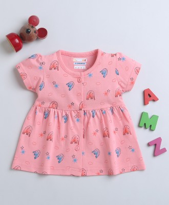 BUMZEE Baby Girls Midi/Knee Length Casual Dress(Pink, Half Sleeve)