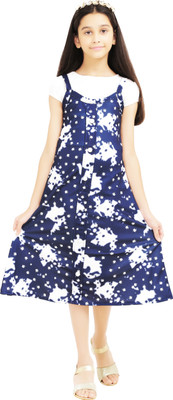 AD & AV Girls Midi/Knee Length Casual Dress(Multicolor, Short Sleeve)