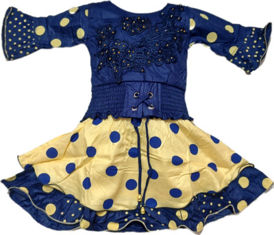 AGFashion Baby Girls Midi/Knee Length Casual Dress(Blue, 3/4 Sleeve)