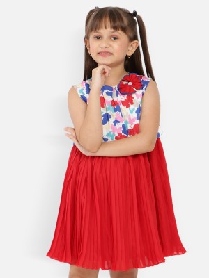 NautiNati Girls Midi/Knee Length Casual Dress(Multicolor, Sleeveless)