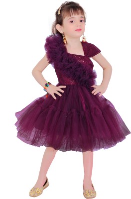 My Lil Princess Girls Midi/Knee Length Party Dress(Purple, Sleeveless)