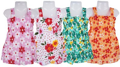 Rabiya fashion Baby Girls Midi/Knee Length Casual Dress(Multicolor, Sleeveless)