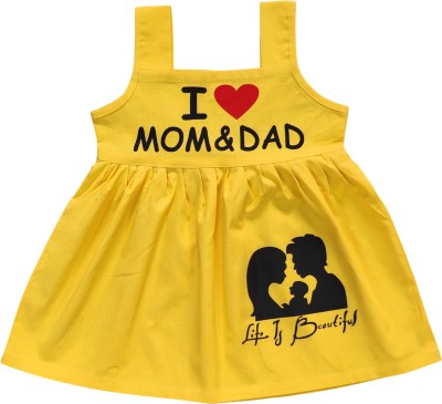 OF FASHION Baby Girls Midi/Knee Length Casual Dress(Yellow, Sleeveless)