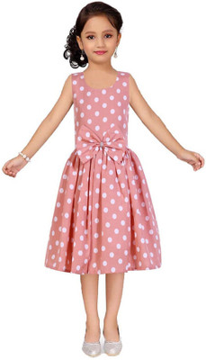 Wish Little Girls Below Knee Casual Dress(Pink, Sleeveless)