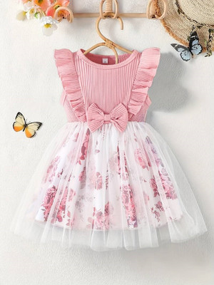PATALAM Baby Girls Above Knee Party Dress(Pink, Full Sleeve)