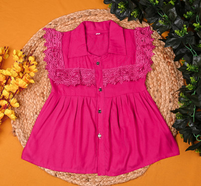 AISHAN DRESSES N/A Girls Midi/Knee Length Casual Dress(Pink, Cap Sleeve)