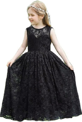 Minsha Baby Girls Maxi/Full Length Festive/Wedding Dress(Black, Sleeveless)