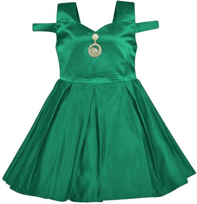 jahee Girls Midi/Knee Length Festive/Wedding Dress(Green, Sleeveless)