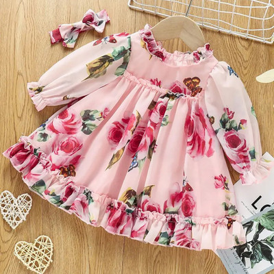 Yk Girls Midi/Knee Length Party Dress(Pink, 3/4 Sleeve)