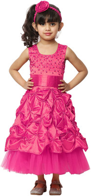 Wish Little Girls Maxi/Full Length Festive/Wedding Dress(Pink, Sleeveless)